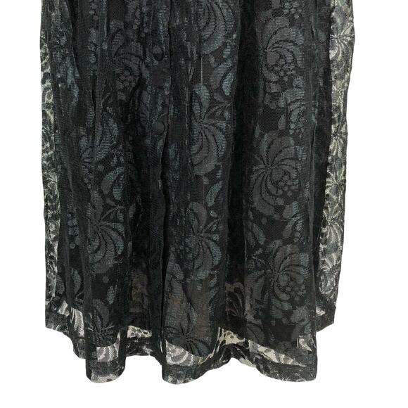 Jasmine Evening Lace Dress Long Sleeves Button Front Low V Neck Black Small - Picture 6 of 8